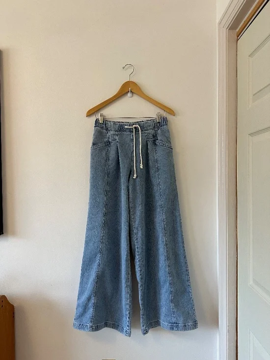 NWT Aerie Daydream Denim Stretch Pull On Trouser in Medium Indigo Wash | Small - Picture 3 of 11